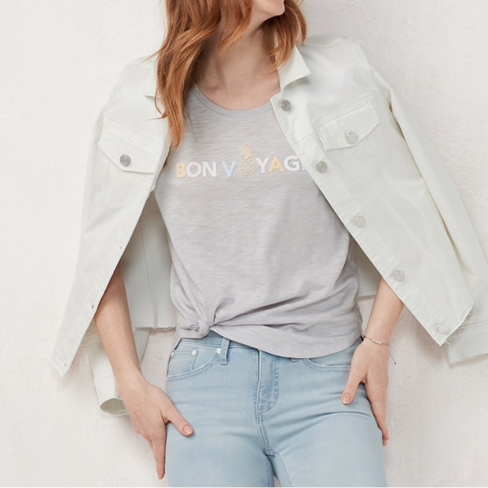 LC Lauren Conrad Crew Neck Graphic Tee Shirt